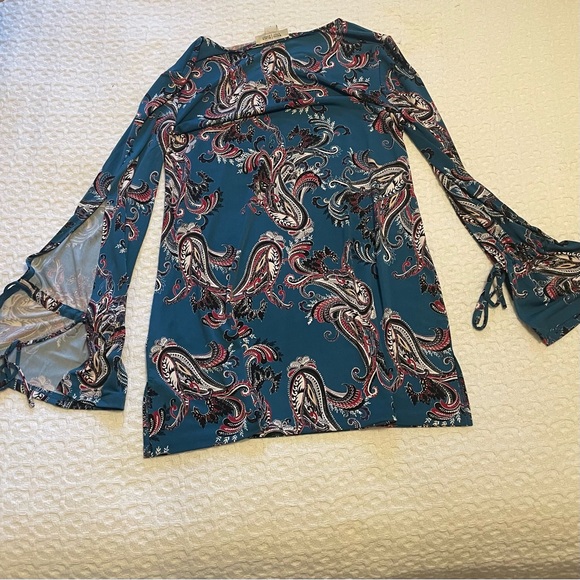 White House Black‎ Market Teal Paisley Tunic - Picture 6 of 8